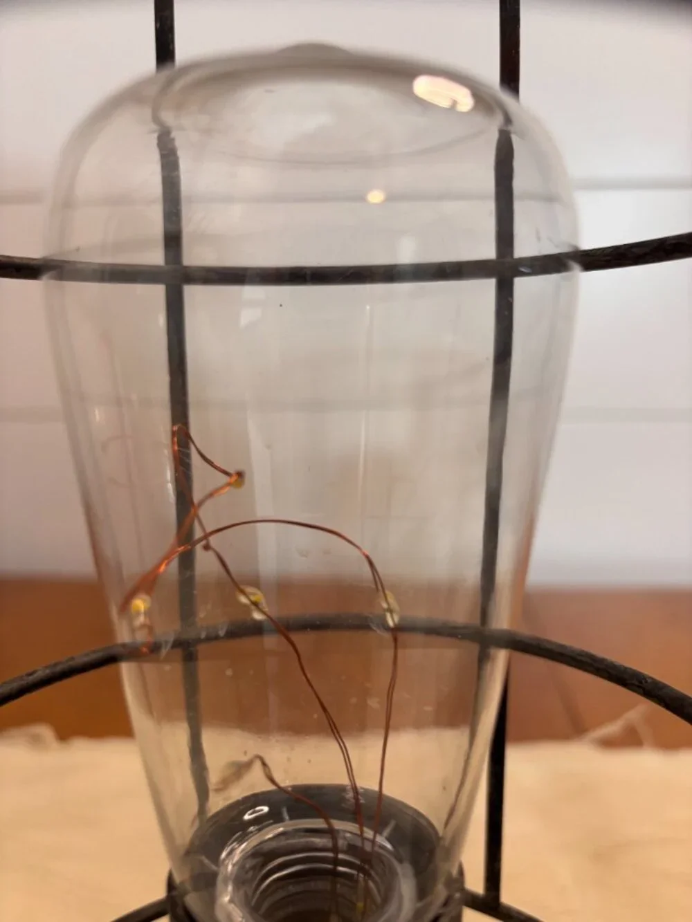 Industrial Metal Cage Lantern Pair